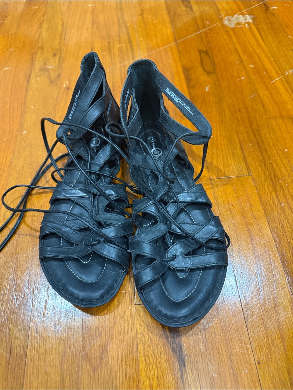 Born Black Lace-Up Gladiator Sandals for Women